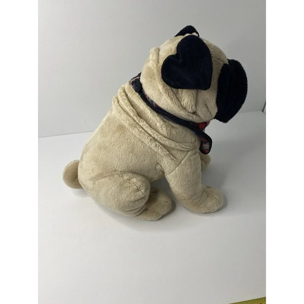 JAAG‎ Plush Pug Dog Stuffed Animal Scheels 2019 Bandana Tan Black Wrinkles